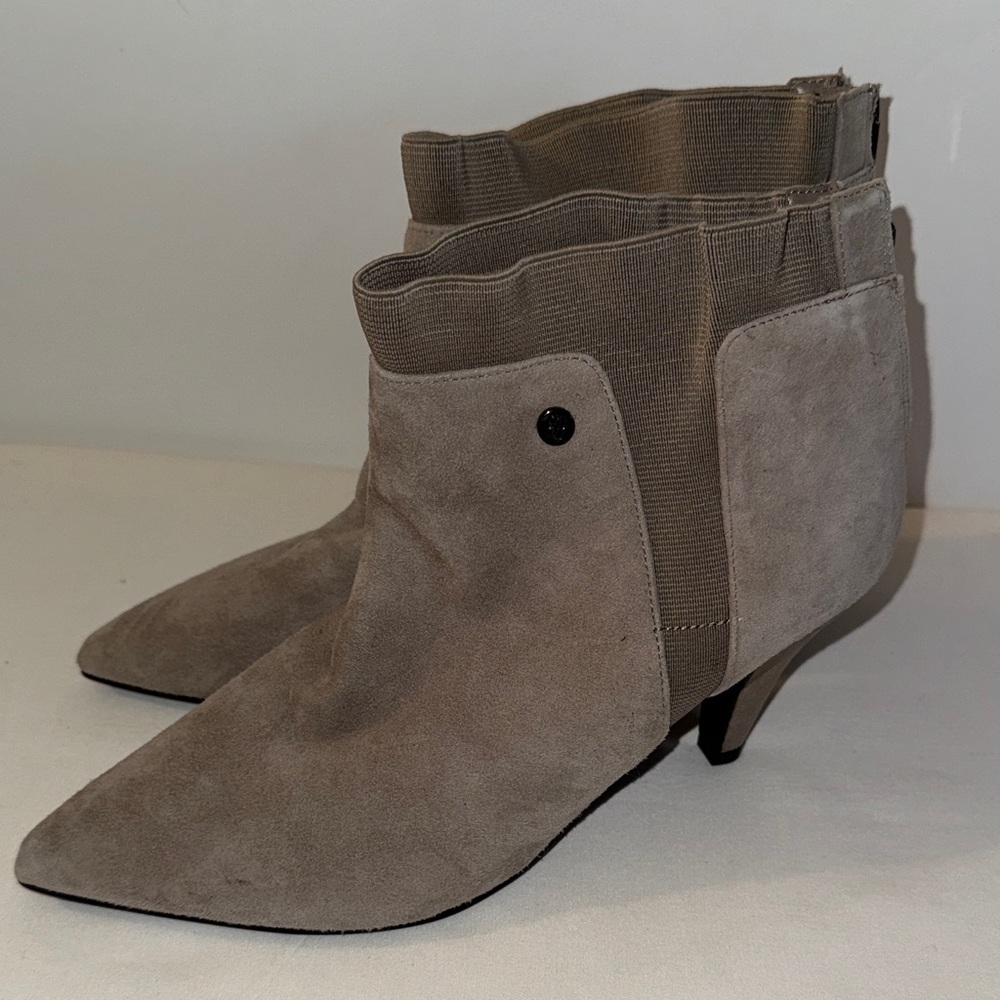 Bandolino Gray Genuine Leather Suede Ankle Booties